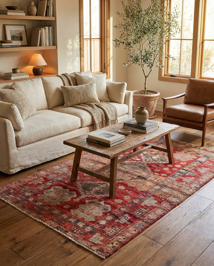 Detail image of 4' x 6' 9 Hand Knotted Ultra Vintage Persian Wool Rug