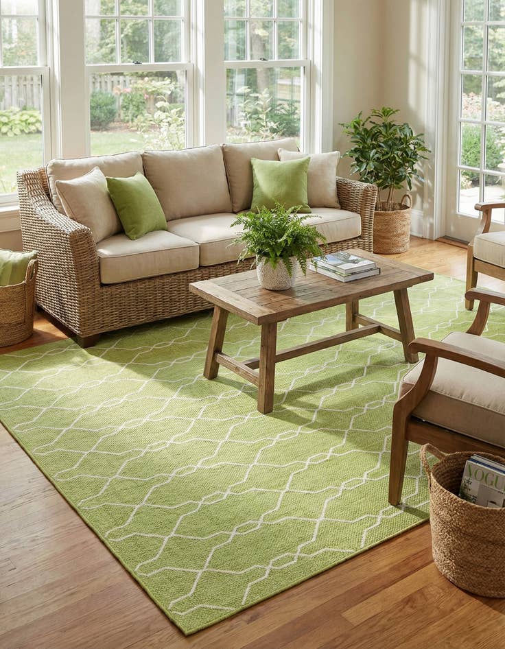 Detail image of 7' 10 x 11'  Washable Trellis Indoor / Outdoor Rug