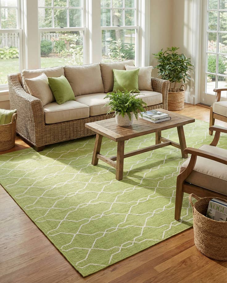 Detail image of 7' 10 x 11' Easy-Clean Lattice Indoor / Outdoor Rug