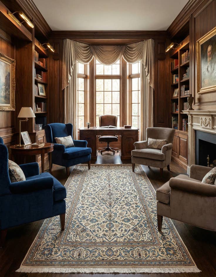 Detail image of 6' 6 x 10' 8 Kashan Wool Runner Rug