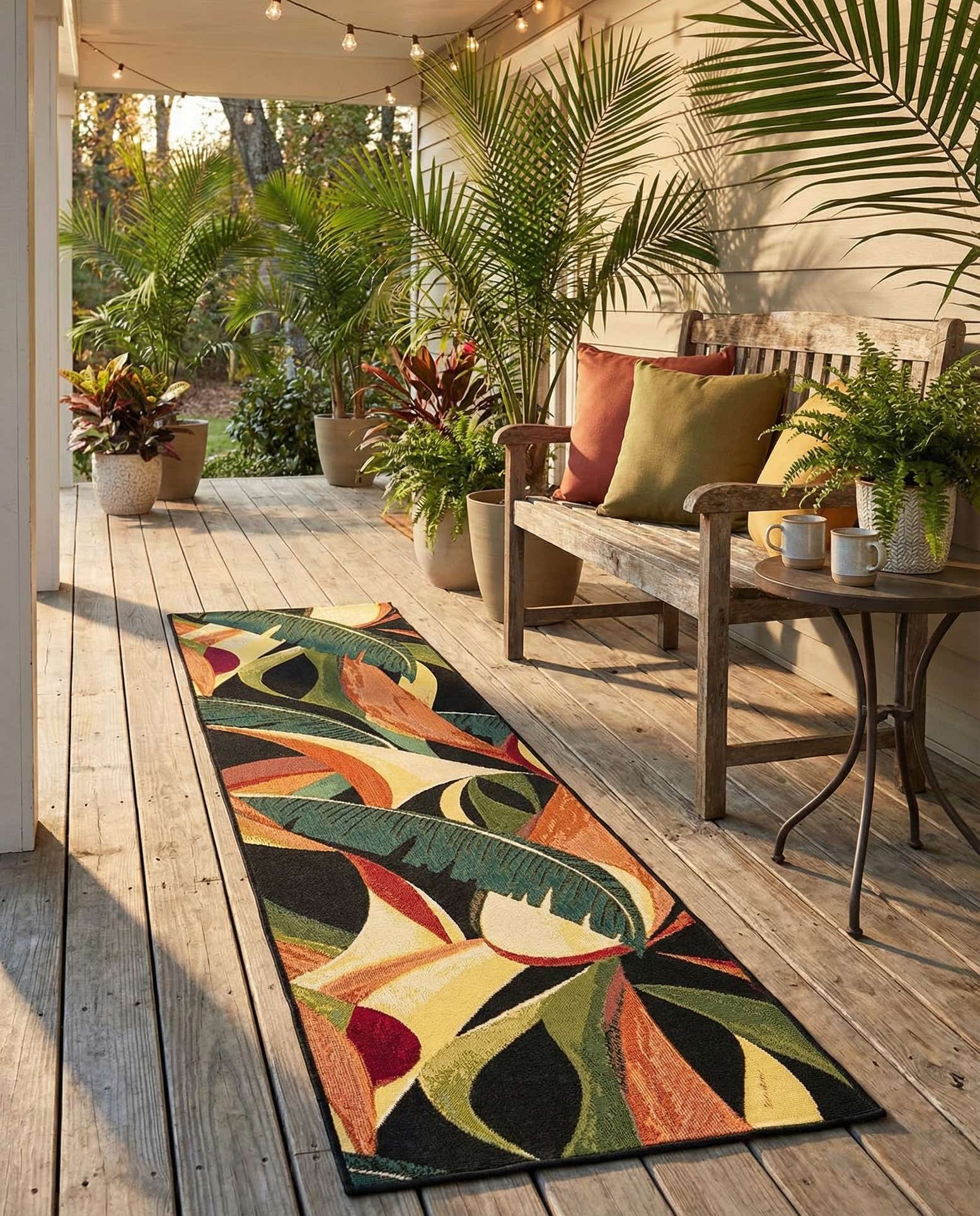 2' x 8' Easy-Clean Botanical Indoor / Outdoor Runner Rug