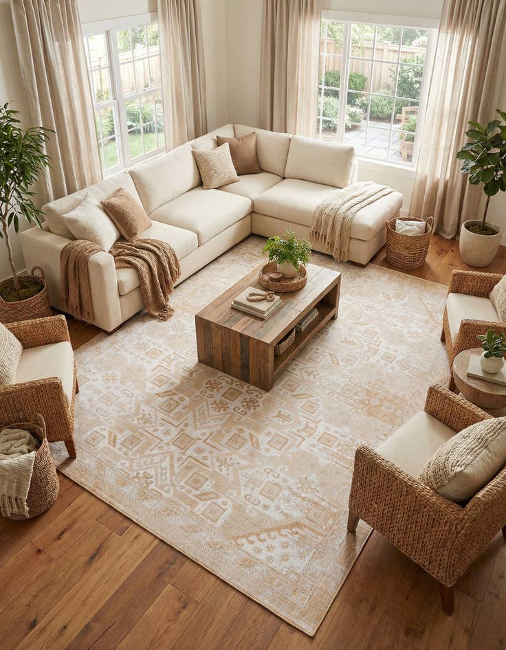 Detail image of  10' x 13'  Washable Aztec Indoor / Outdoor Rug