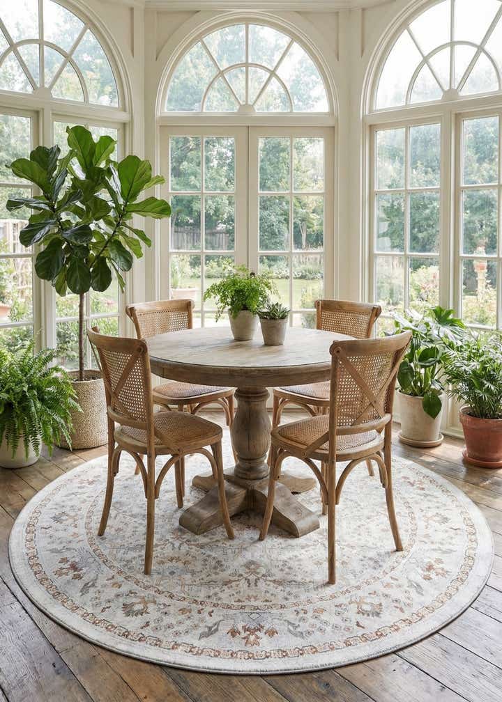 7' 10 x 7' 10 Washable Timeless Round Rug