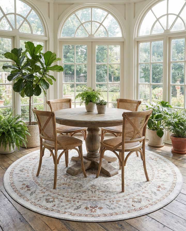 7' 10 x 7' 10 Washable Timeless Round Rug