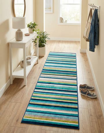 Teal Azalea Runner Rug