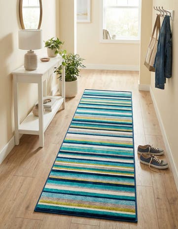 Teal Azalea Runner Rug