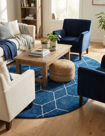 4' x 6' Lattice Frieze Oval Rug