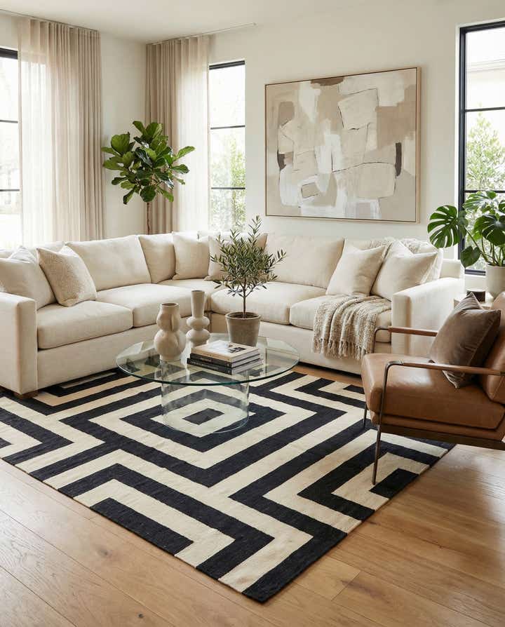 6' x 7' 8 Hand Woven Kilim Modern Wool Rug