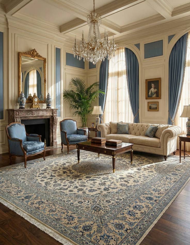 Detail image of  12' 9 x 15' 11  Hand Knotted Nain Persian Rug