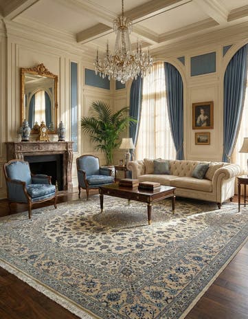 12' 9 x 15' 11 Hand Knotted Nain Persian Rug