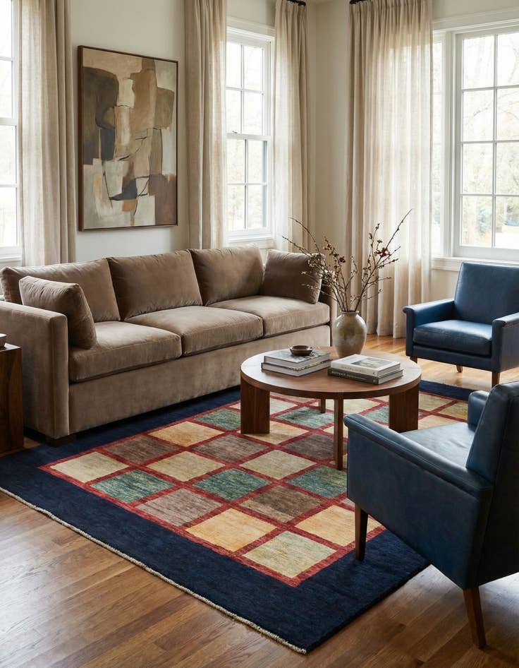 Detail image of  5' x 6' 10  Hand Knotted Modern Ziegler Rug