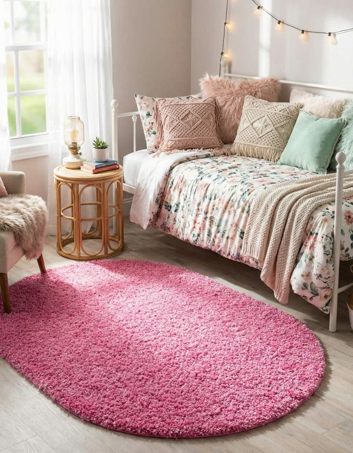 3' x 5' 3 Solid Shag Oval Rug