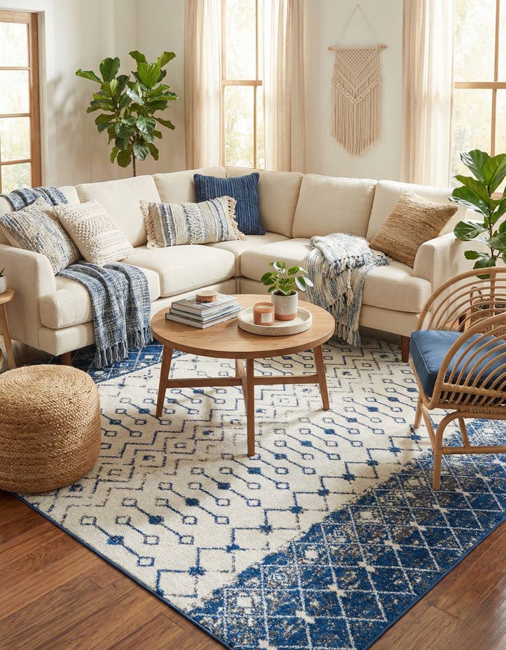 Detail image of 7' 10 x 7' 10 Moroccan Trellis Square Rug