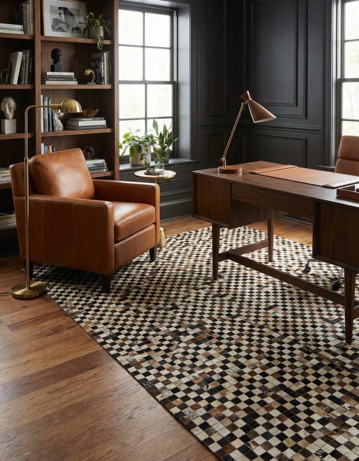 Detail image of  7' 9 x 9' 10 Cowhide Leather Rug