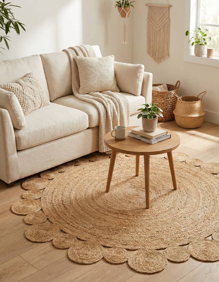 Detail image of  5' 1 x 5' 1  Hand Braided Jute Round Rug