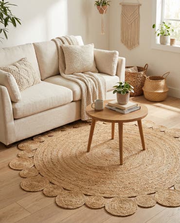  5' 1 x 5' 1  Hand Braided Jute Round Rug