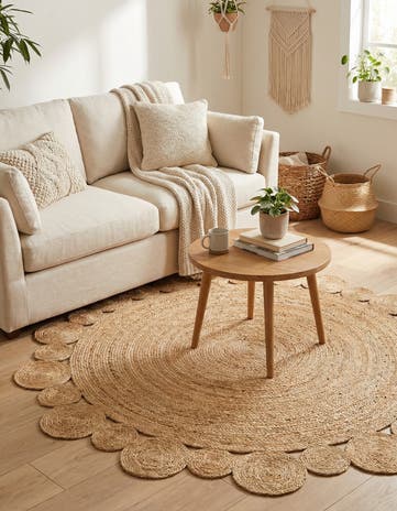5' 1 x 5' 1 Handmade Braided Jute Round Rug