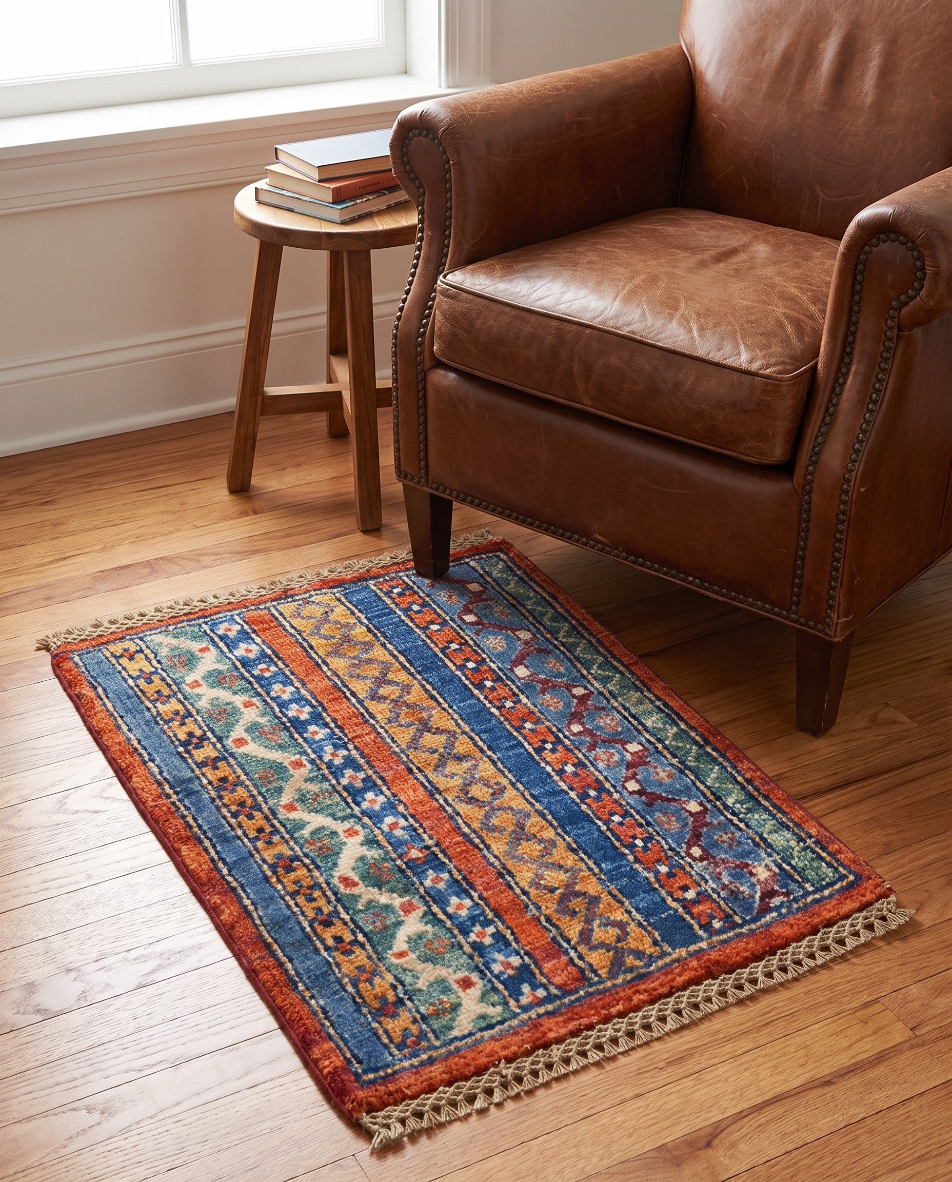 1' 4 x 2' Hand Knotted Ziegler Rug