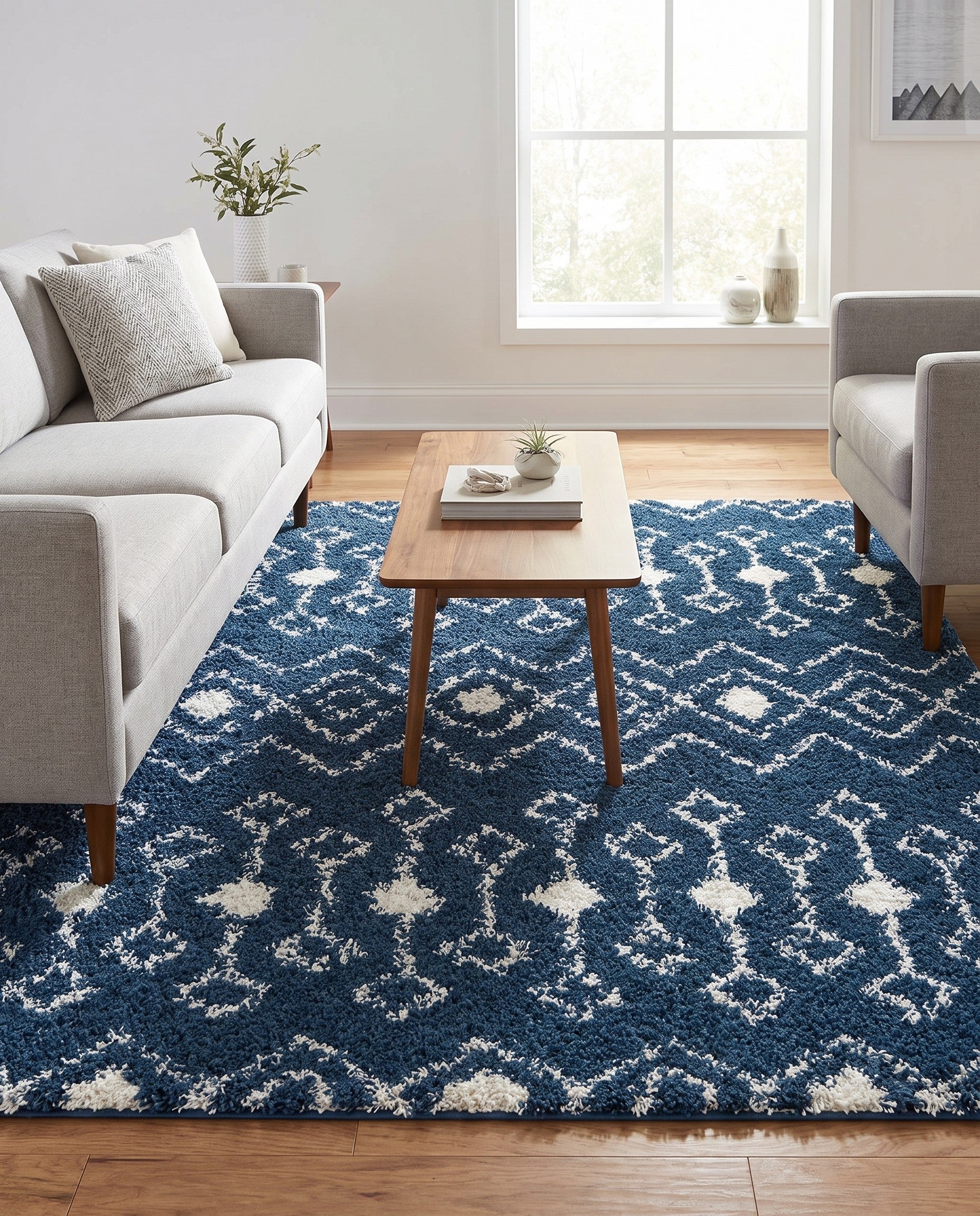 7' x 7' Moroccan Trellis Shag Square Rug