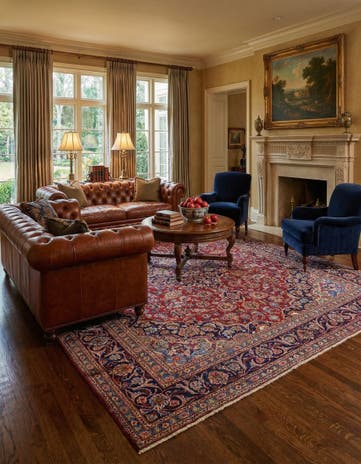 9' 7 x 12' 8 Hand Knotted Mashad Persian Wool Rug