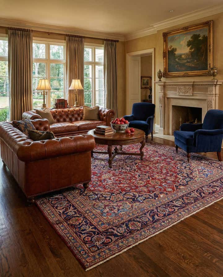 9' 7 x 12' 8 Hand Knotted Mashad Persian Wool Rug