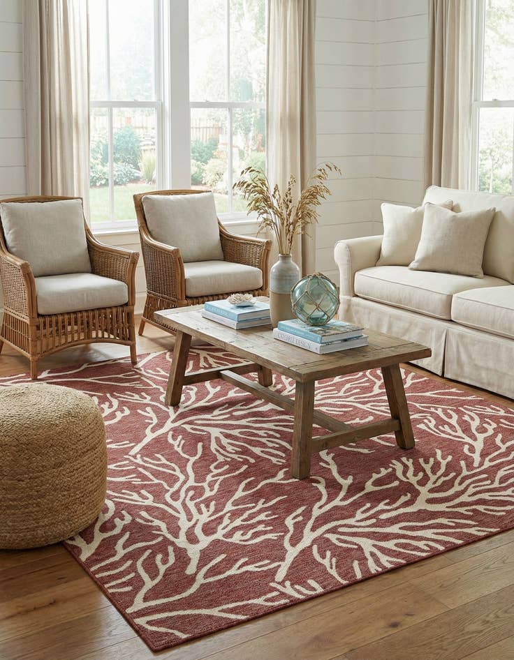 Detail image of  7' 10 x 7' 10  Washable Coastal Indoor / Outdoor Square Rug