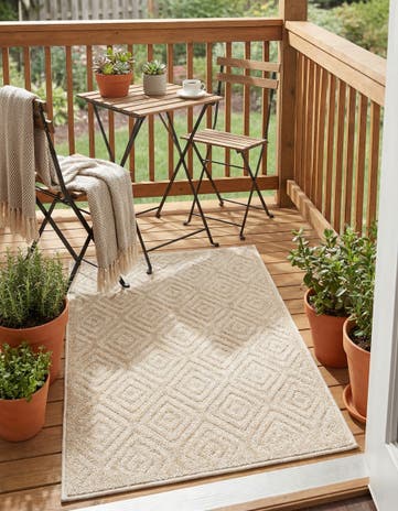 Beige Easy-Clean Sabrina Soto Indoor / Outdoor Rug