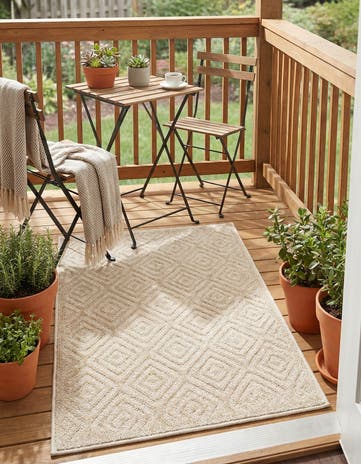 Beige Easy-Clean Sabrina Soto Indoor / Outdoor Rug