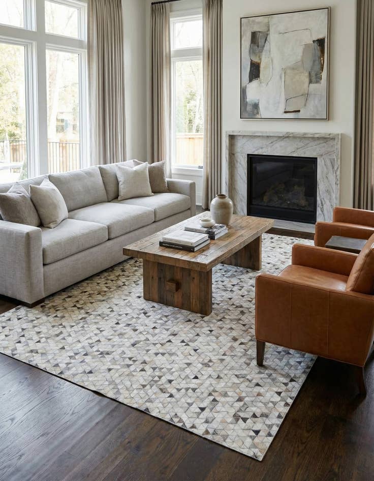 Detail image of  7' 10 x 9' 10 Cowhide Leather Rug