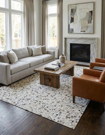 7' 10 x 9' 10 Cowhide Leather Rug