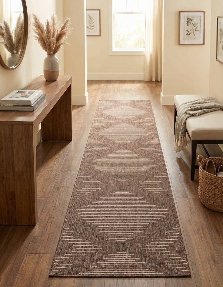 Detail image of  3' 3 x 14'  Washable Modern Indoor / Outdoor Runner Rug