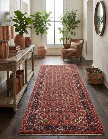 3' 8 x 9' 10 Hand Knotted Hossainabad Persian Wool Runner Rug