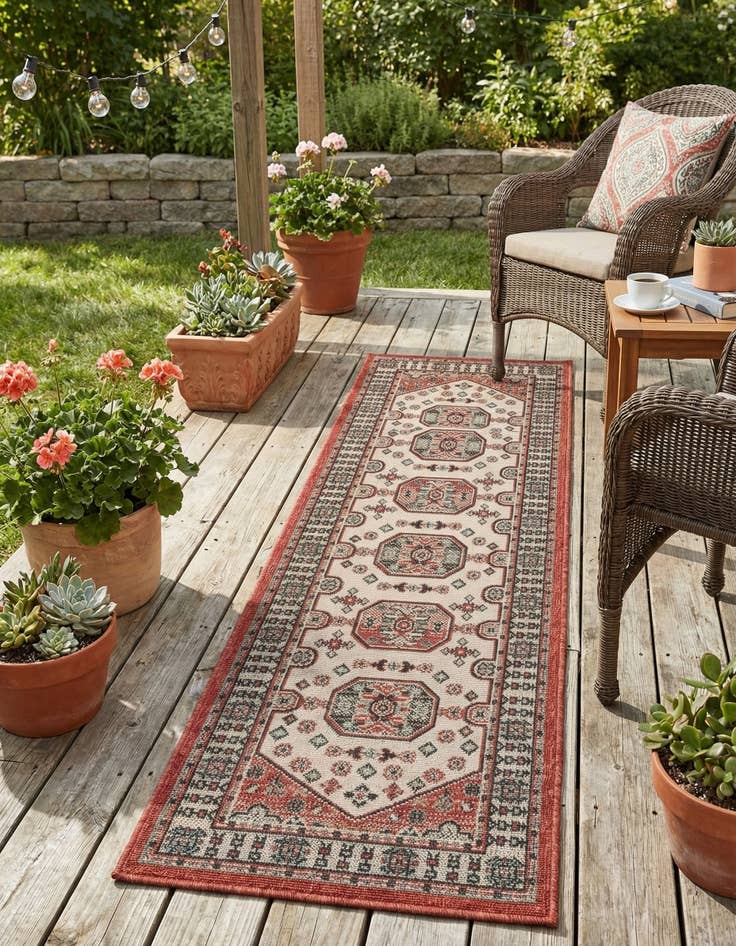 Detail image of 2' x 6'  Washable Traditional Indoor / Outdoor Runner Rug