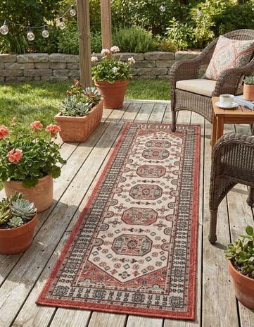 Easy-Clean Traditional Indoor / Outdoor Runner Rug