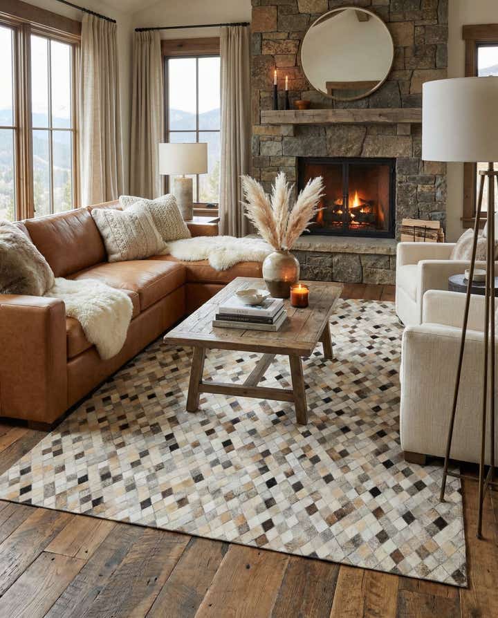 5' 8 x 8' Cowhide - Patchwork Rug