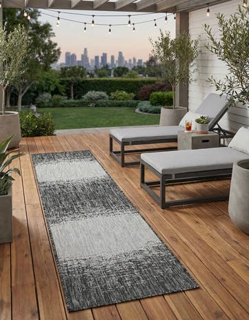 Charcoal Gray Easy-Clean Modern Indoor / Outdoor Runner Rug