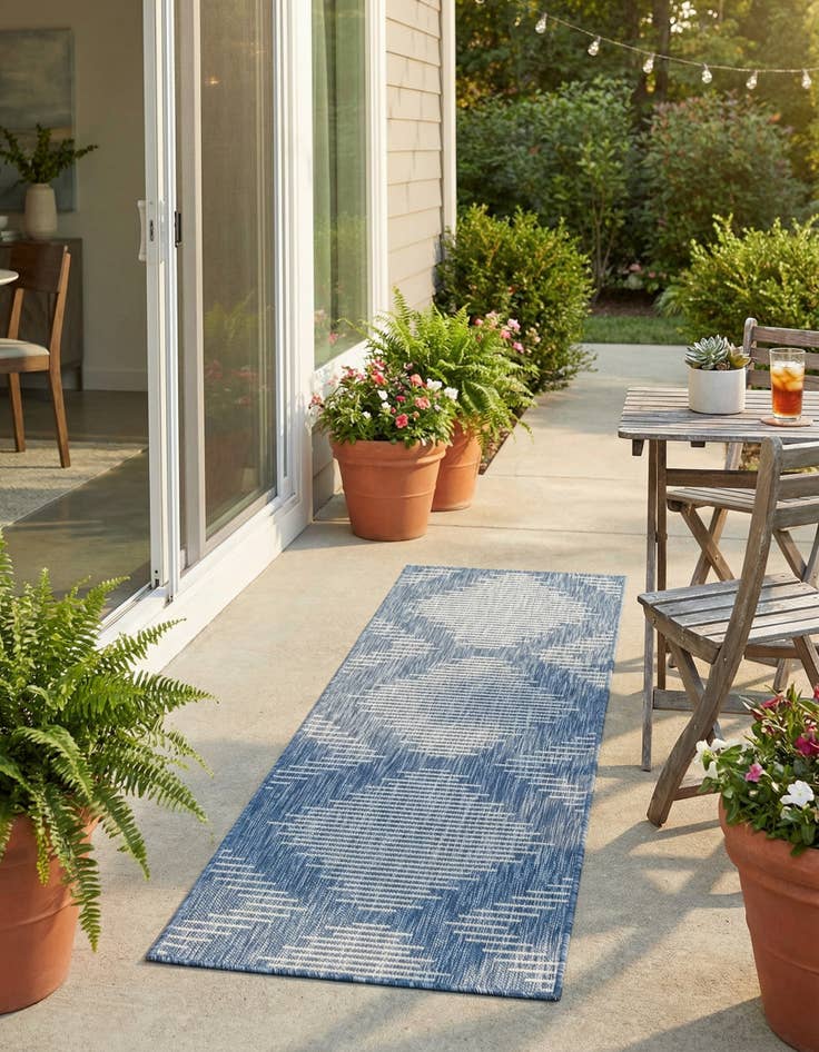 Detail image of 2' x 6'  Washable Modern Indoor / Outdoor Runner Rug