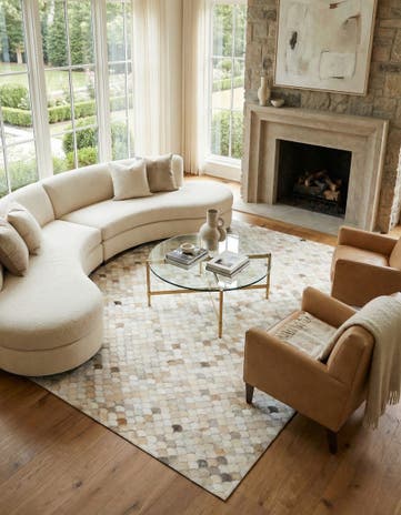 5' 2 x 8' Cowhide Leather Rug