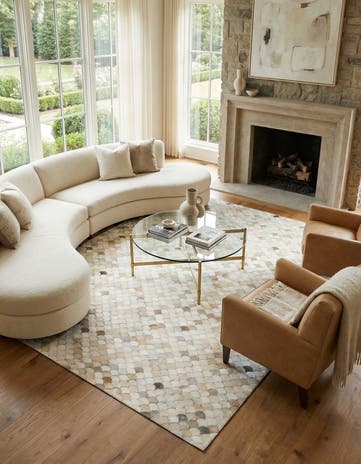 5' 2 x 8' Cowhide Leather Rug