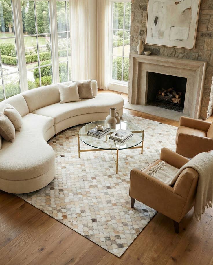 Detail image of 5' 2 x 8' Cowhide Leather Rug