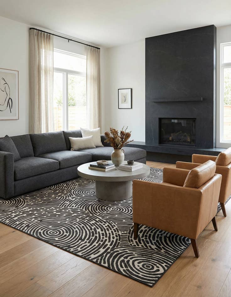 Detail image of  13' x 13'  Washable Modern Indoor / Outdoor Square Rug