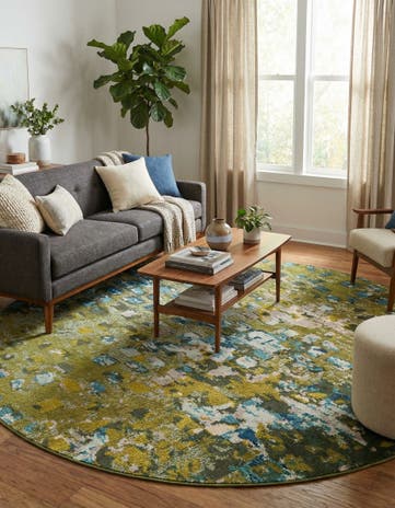 Green Washable Sevilla Round Rug
