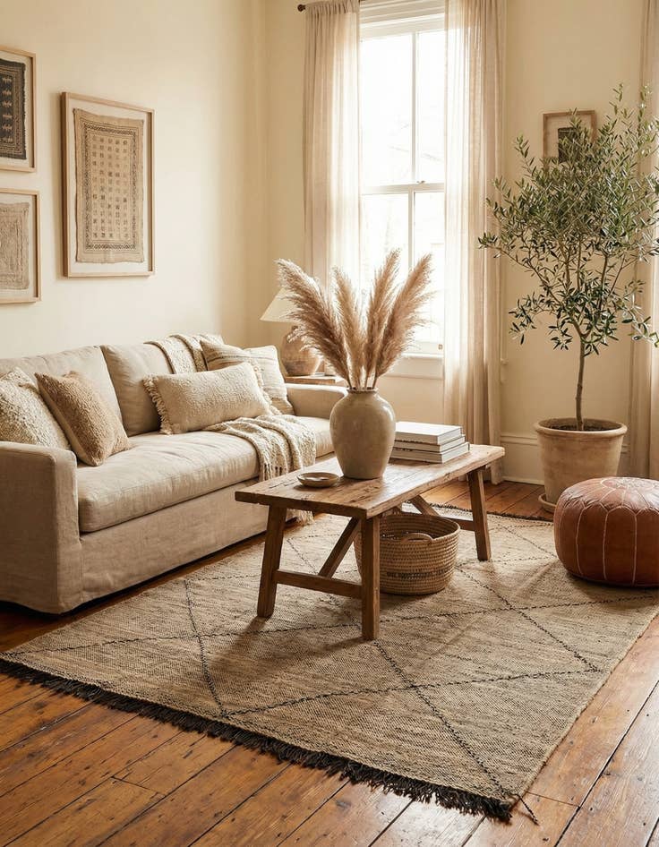 Detail image of 6' 10 x 9' 3  Hand Knotted Moroccan Wool Rug