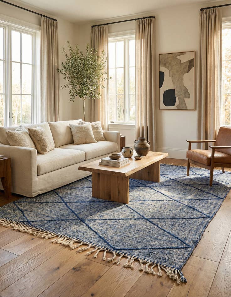 Detail image of 6' 5 x 10' 2  Hand Knotted Moroccan Wool Rug