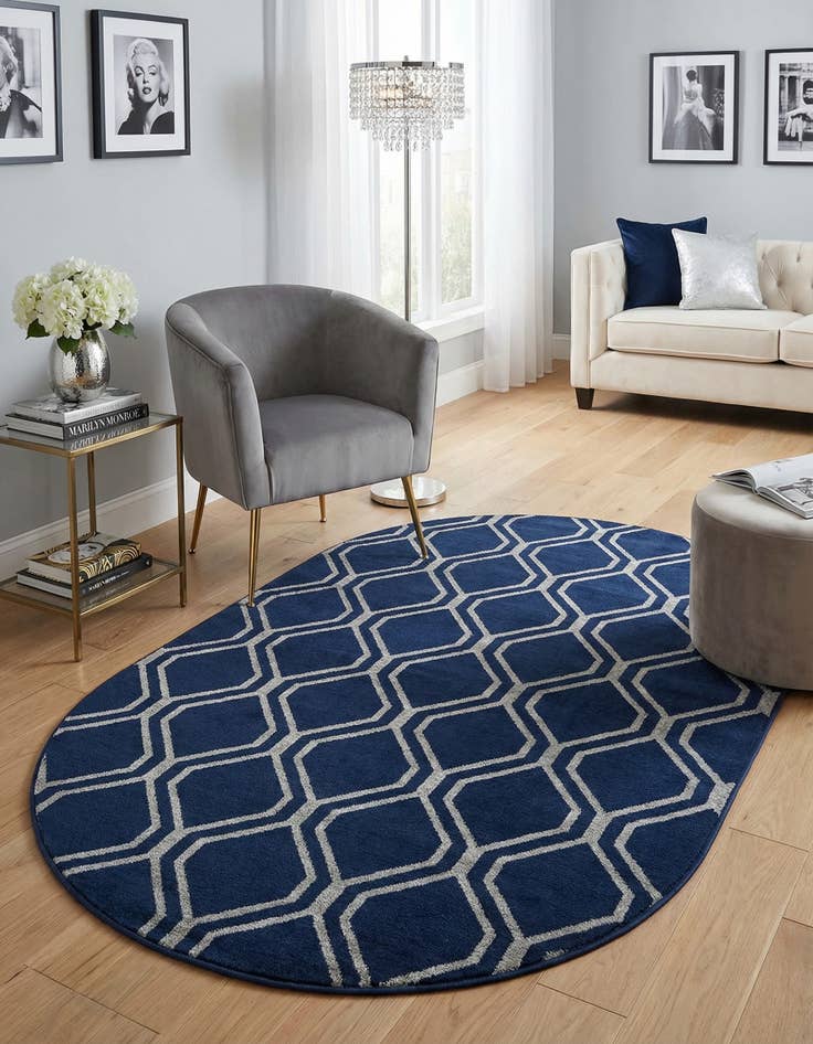 Detail image of 4' x 6'  Marilyn Monroe™ Glam Trellis Oval Rug