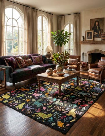6' 6 x 9' 3 Hand Woven Kilim Suzani Wool Rug