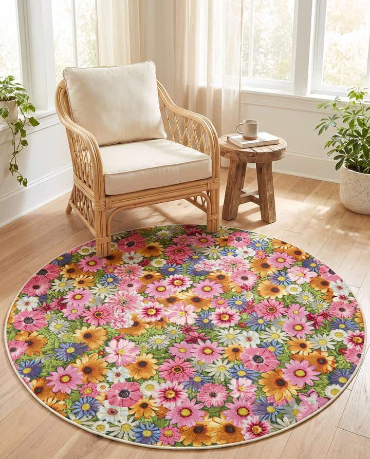 155cm x 155cm Fácil de limpiar Botanical Alfombra Comprar todos los estilos redondo