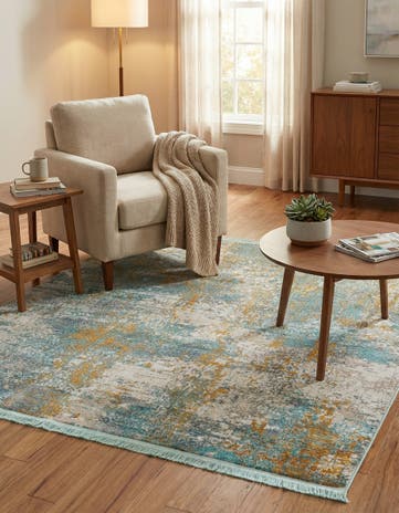 Cream Blue Paragon Square Rug