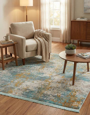Cream Blue Paragon Square Rug