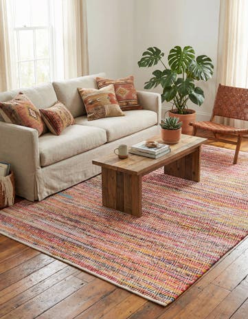 9' x 12' Hand Woven Chindi Chevron Rug